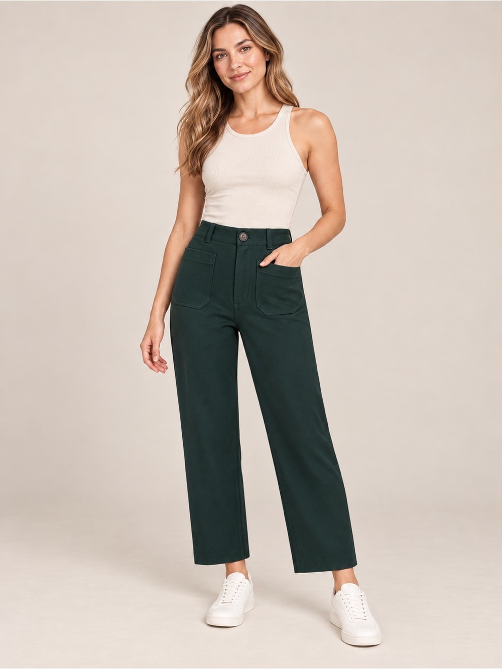 Anthropologie Holly Green Wide Leg Patch Pocket Pants Size 6 NWT